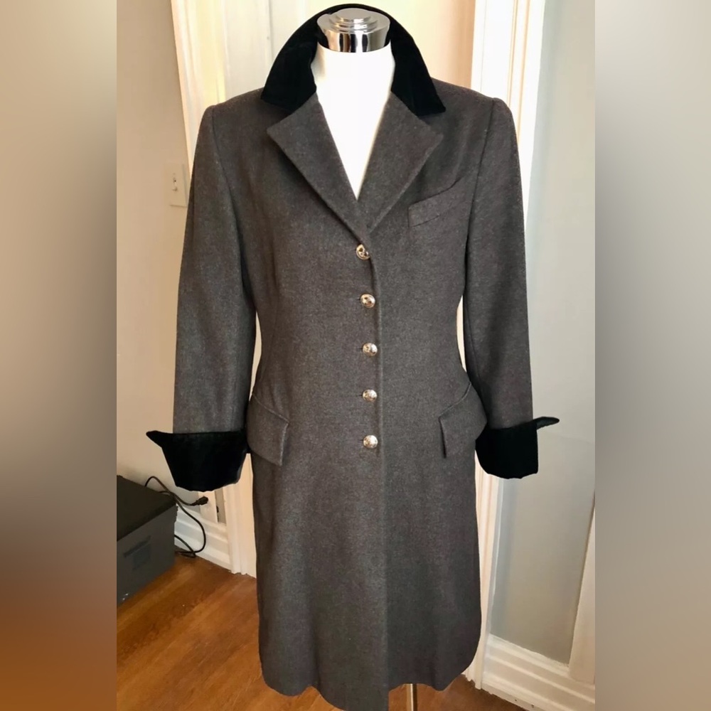 90's Gucci Woman Grey Cashmere Military Style Coat